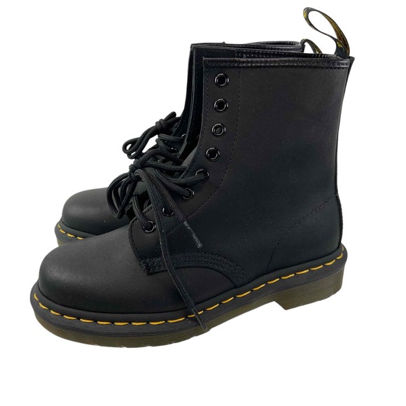 Dr Martens Mens Size 4 Womens 5 1460 Black Combat Boots Lace-Up Pull Tab - Picture 1 of 12